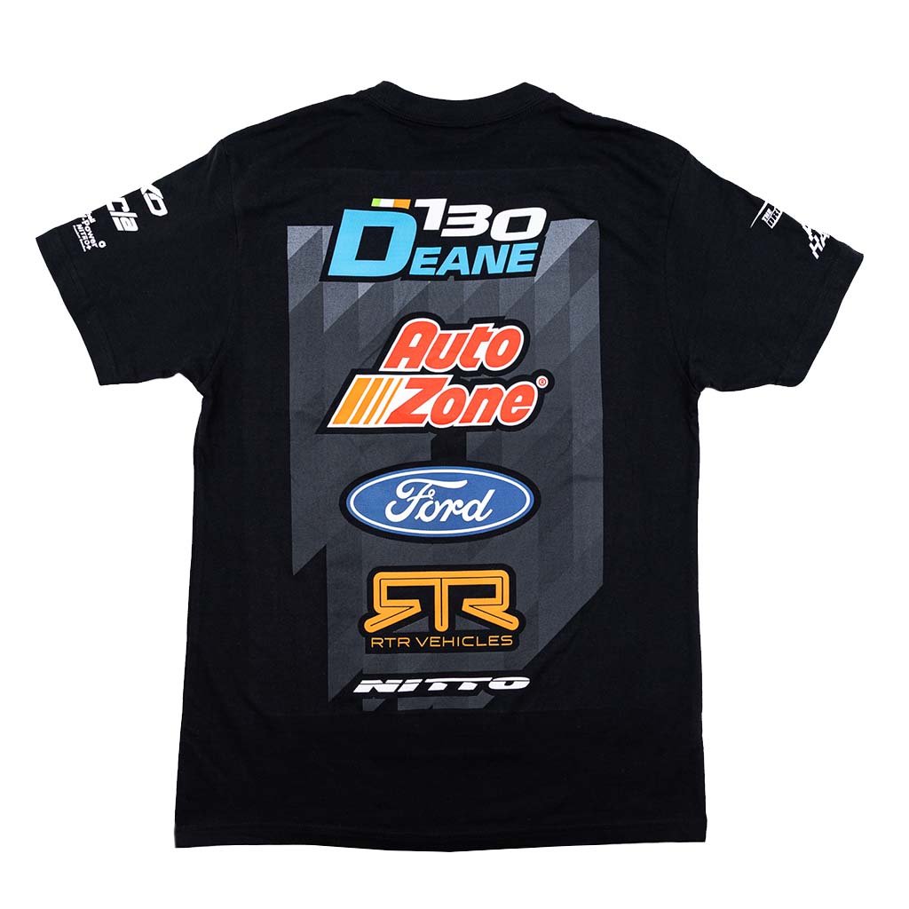 2025 James Deane RTR Vehicles Drift Team Shirt showcasing drift-inspired design, crafted from durable ringspun cotton with side-seamed construction for a comfortable fit.