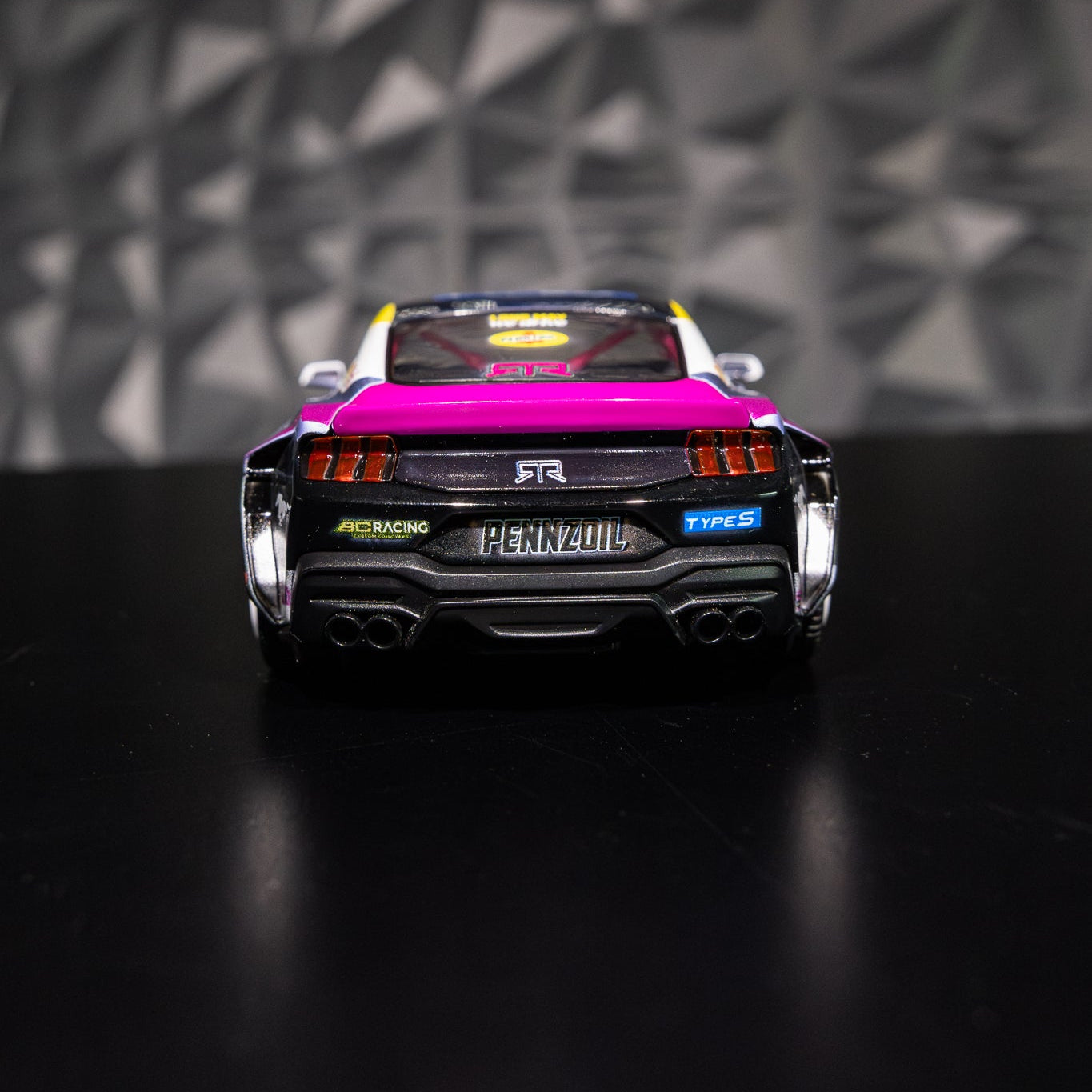 Ben Hobson's 2024 Ford Mustang RTR Spec 5-FD Diecast Model, showcasing detailed design, real rubber tires, and opening doors.