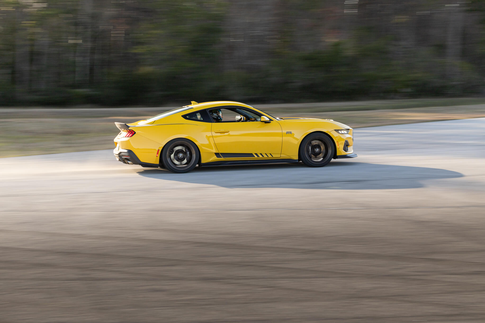 The 2024 Mustang RTR Spec 2 takes a turn on the road course