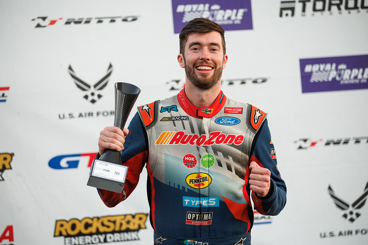 James Deane on podium at 2023 Formula Drift Seattle