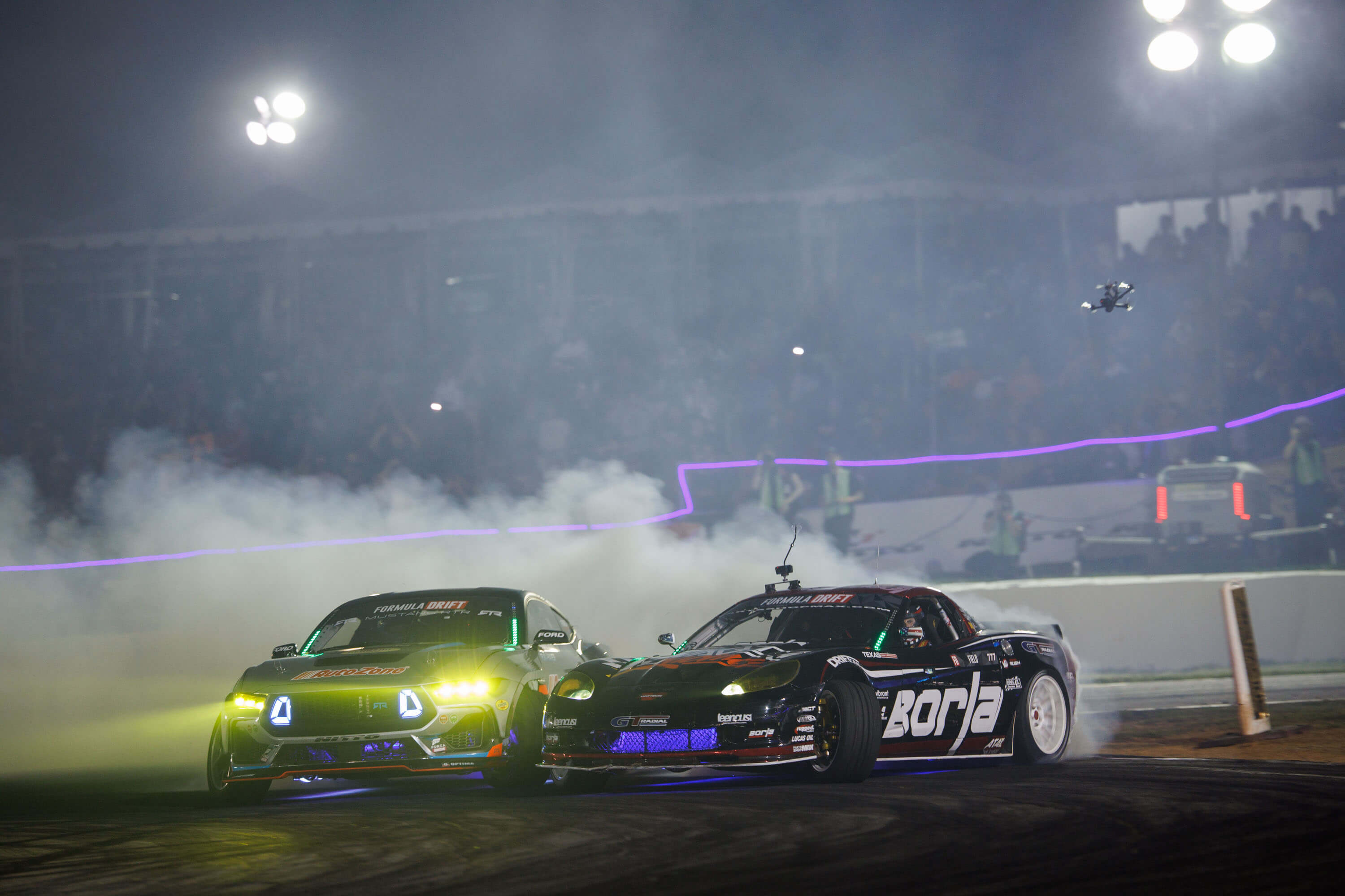 James Deane and Matt Field competing on track at Formula Drift Atlanta