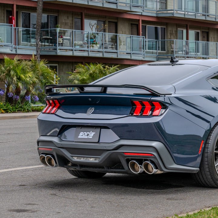 24+ Mustang Dark Horse Borla ATAK cat-back exhaust system installed on a Mustang Dark Horse