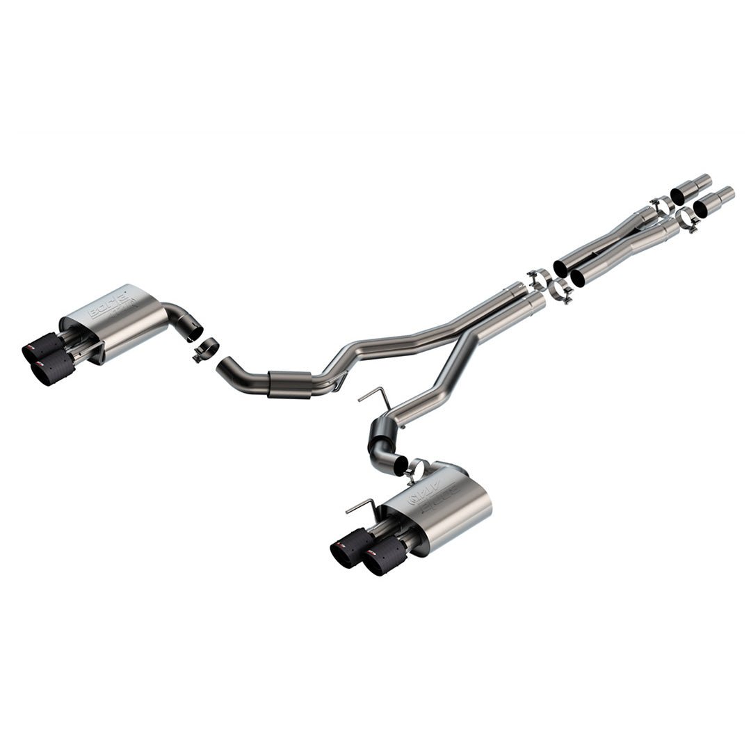 Chrome car exhaust system on a white background