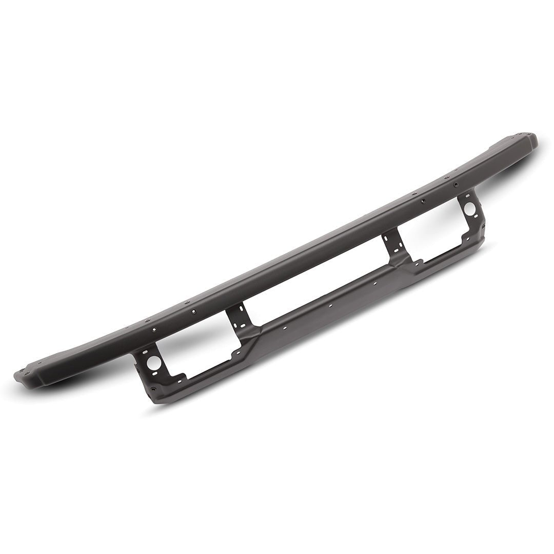 Ford Performance Heavy Duty Modular Front Bumper for 21+ Bronco; black steel with cut-outs, mounting tabs, and includes skid plate and tow hooks for enhanced durability.