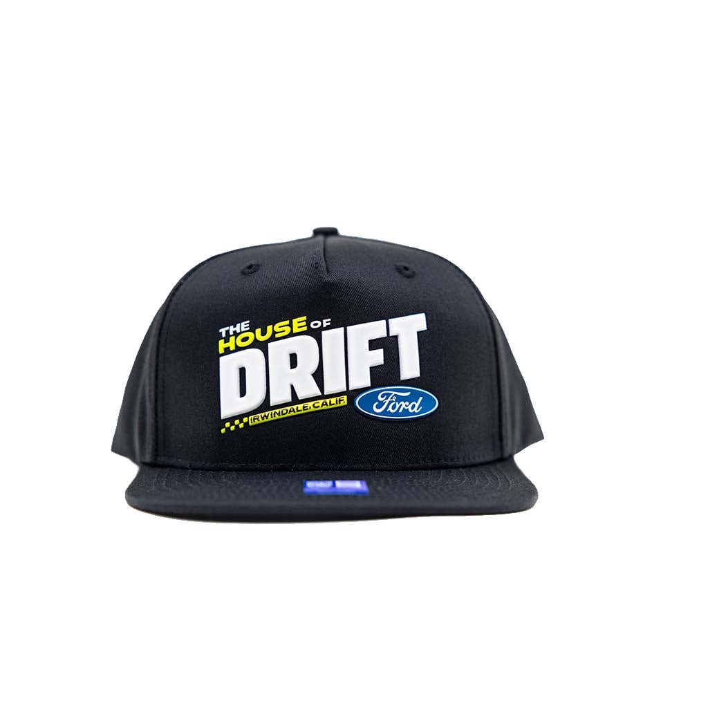 Black cap with 'The House of Drift' and Ford logo on a white background