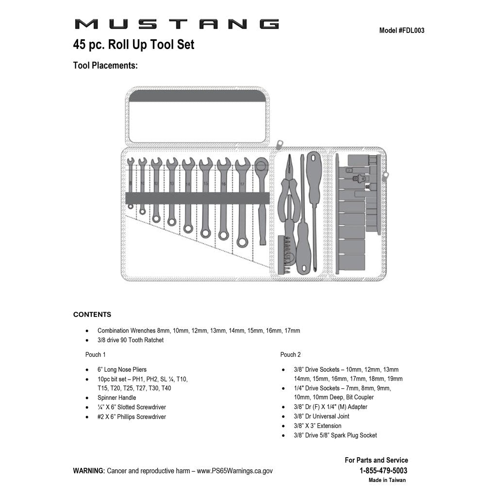 Motley Industries 45pc Ford Mustang Tool Kit