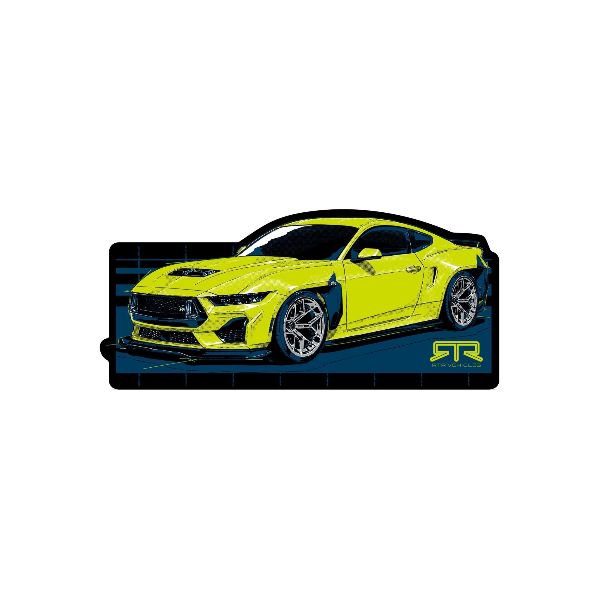 Mustang RTR Spec 5 Hyper Lime Sketch Die Cut Sticker