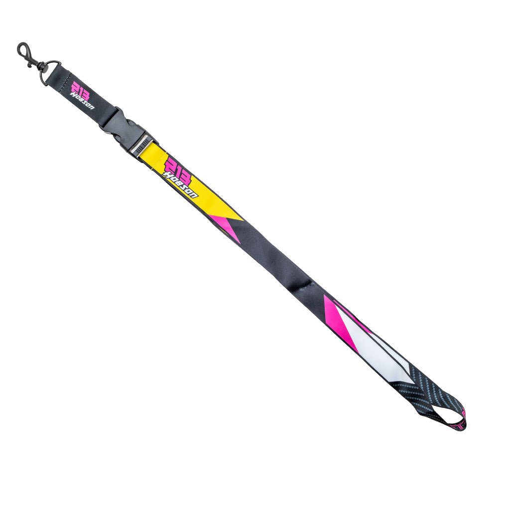 RTR Drift Team Lanyard featuring a sturdy metal hook and signature RTR logo, showcasing the 2024 Drift Team's liveries and speed block pattern.