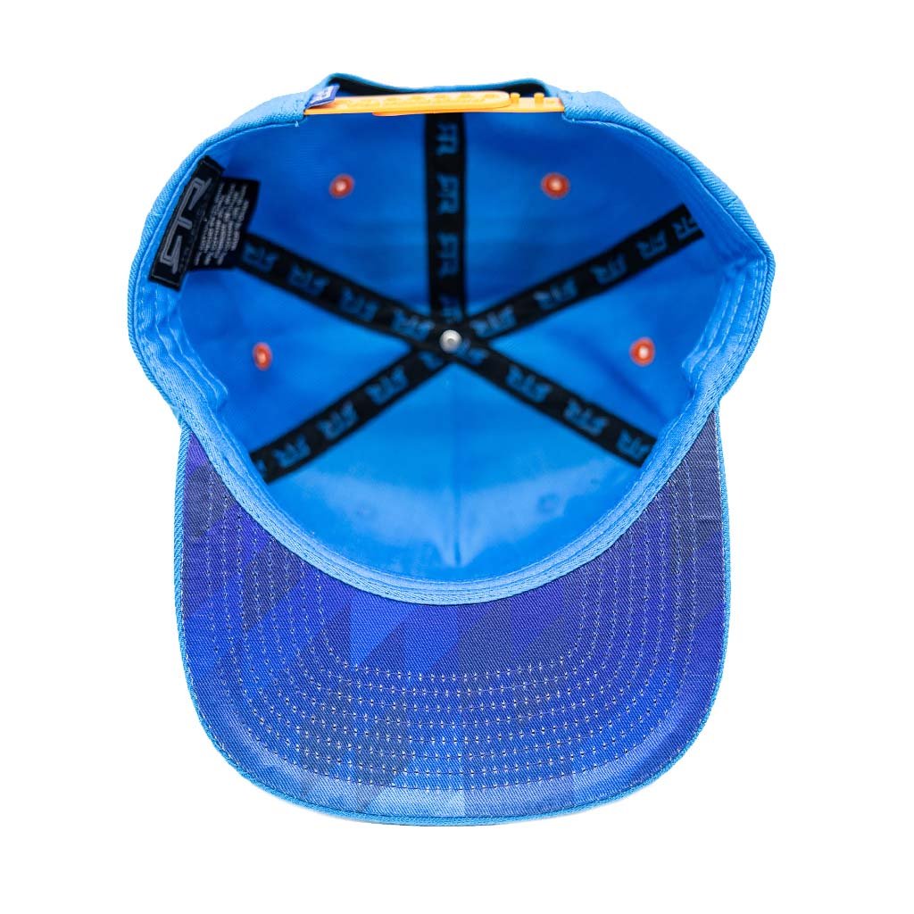 RTR Drift Team Snapback featuring black straps, structured crown, flat brim, embroidered RTR logo, and custom underbrim, designed for motorsports fans.