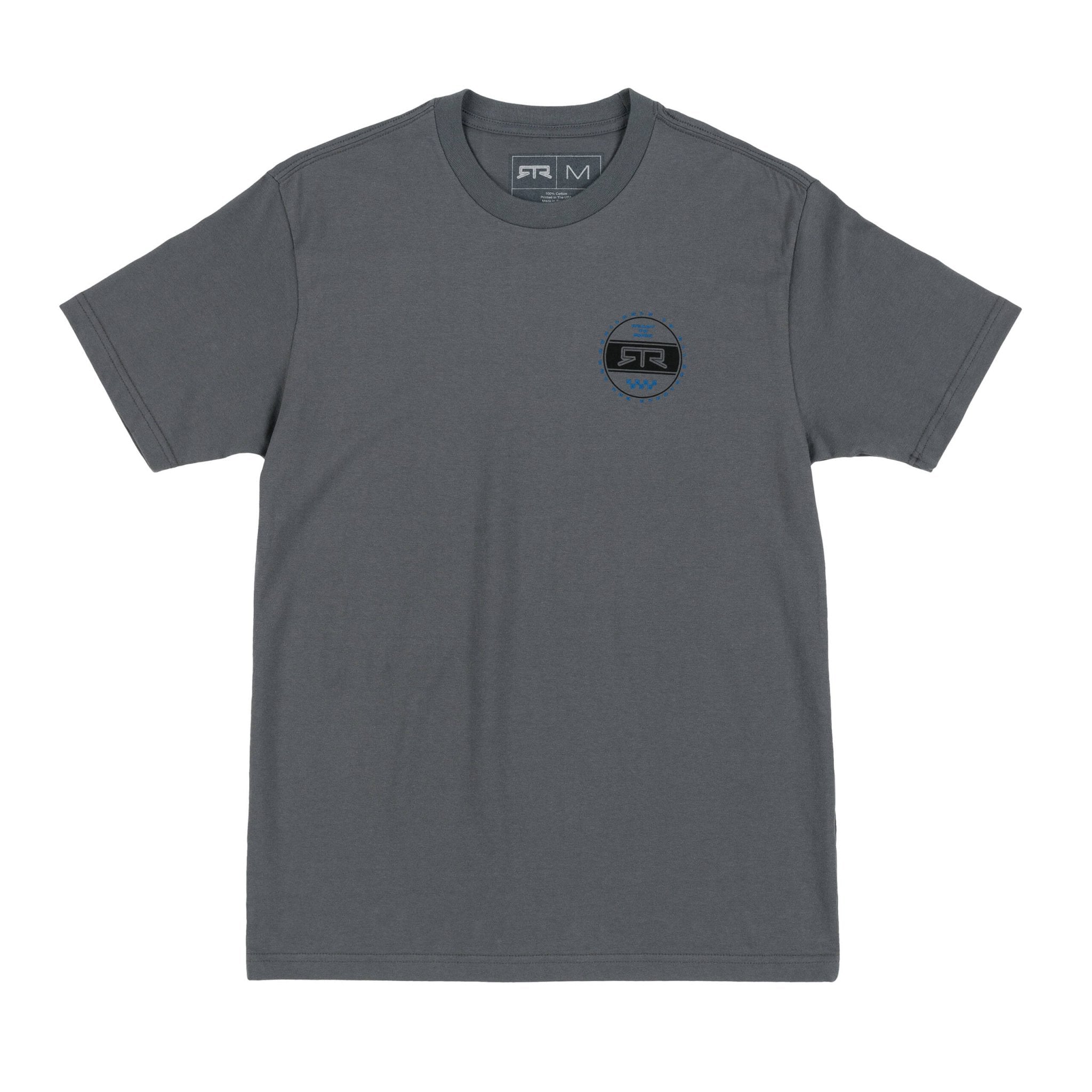 RTR Heritage Badge T-Shirt featuring a logo on a grey design, symbolizing the Ready to Rock ethos with modern graphics on comfortable, pre-shrunk cotton.