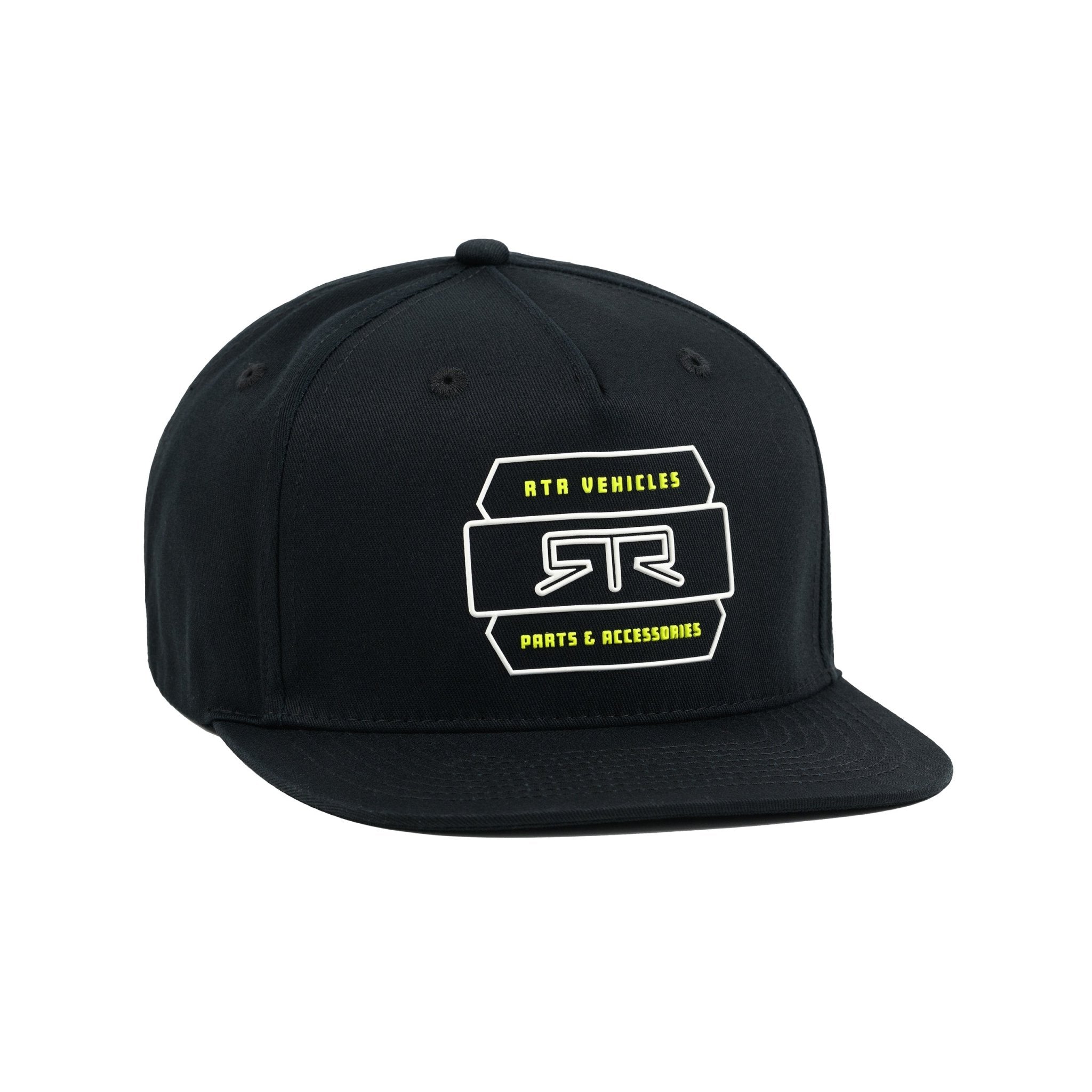 Black cap with a RTR® logo on a white background