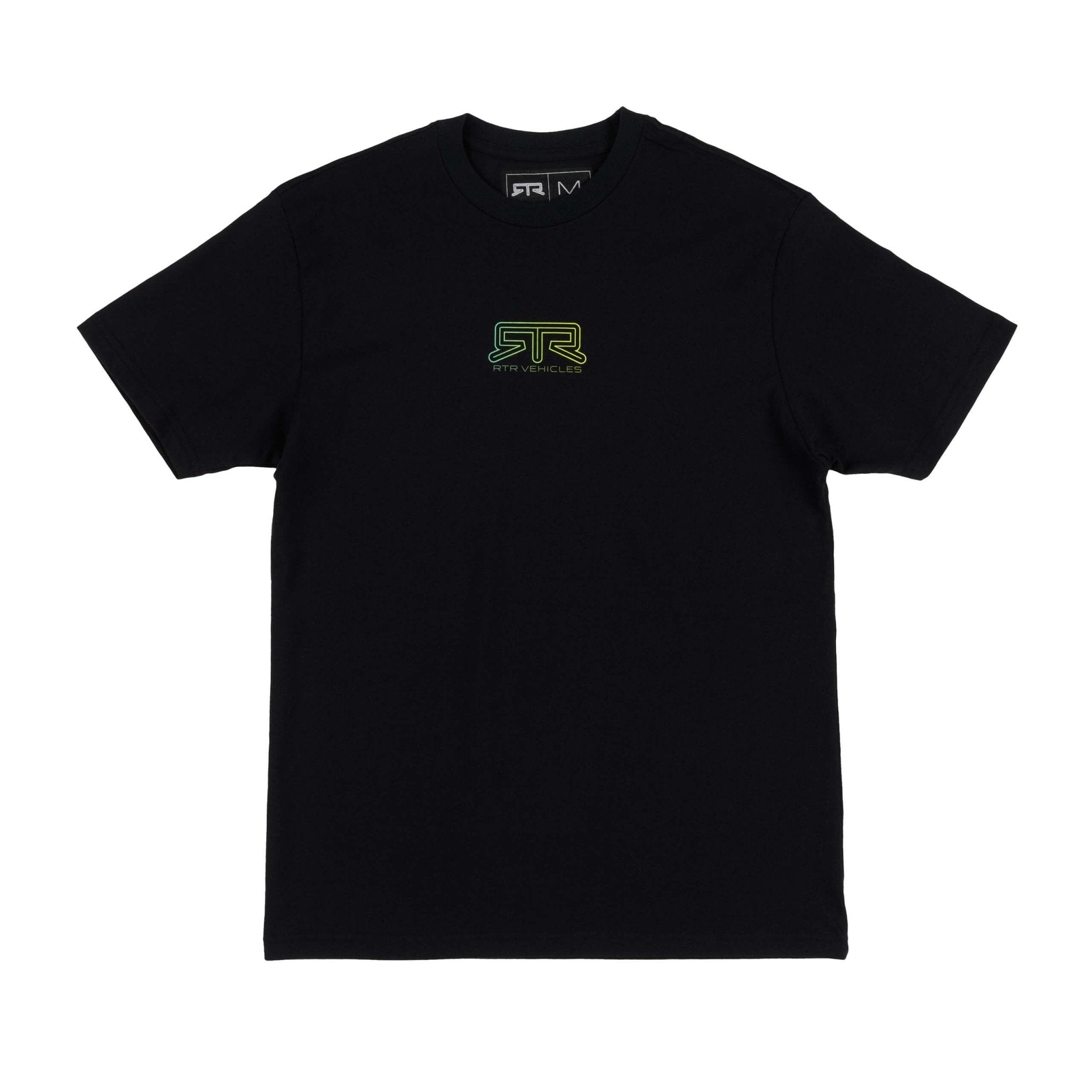 RTR Wavelength T-Shirt featuring RTR logo on chest and Ready to Rock graphic on back, embodying vibrant energy and style. Made from 100% cotton.