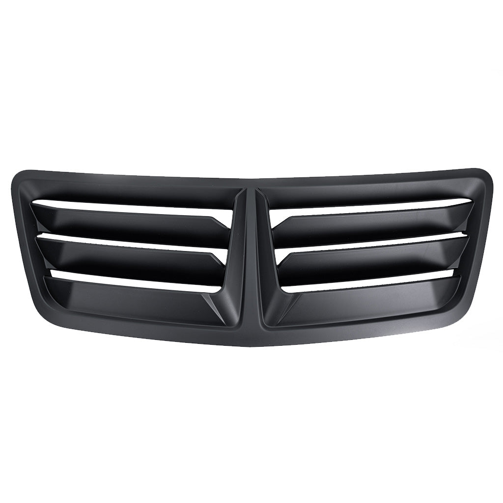 Black hood vent, close-up detail. RTR Hood Vent for 2024+ Mustang GT and Dark Horse. Modern, aggressive design in high-quality ASA Plastic. Direct OEM replacement for easy installation.
