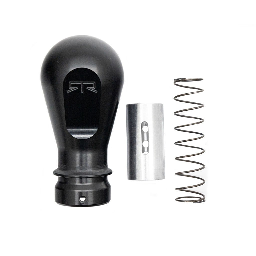 RTR S650 Starter Pack: Includes a black and silver metal spring, ergonomic shift knob, pedal covers, backplate with embossed logo, and license plate frame.
