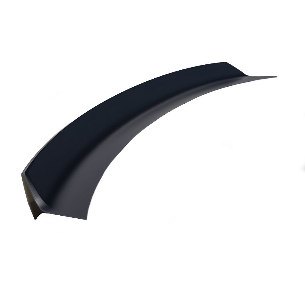 Sleek RTR Rear Decklid Spoiler for 2024+  Mustang, enhancing rear end lines with duckbill style. Direct OEM replacement, factory camera flush mount, satin black finish. Fits Mustang EcoBoost Coupe and GT.