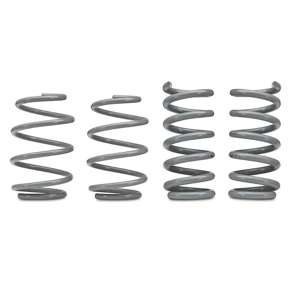 RTR Tactical Performance Lowering Springs for 15-24 Mustang GT Fastback, EcoBoost w/ MagneRide. Grey coil springs of various sizes, enhancing handling and appearance, compatible with MagneRide suspension.