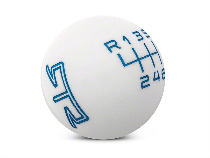 RTR White Shift Knob - Blue Engraving (15-21 Mustang - GT, EcoBoost, V6) - RTR Vehicles