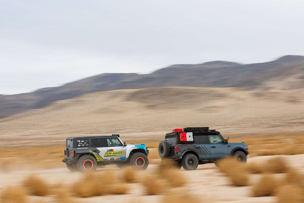 2 RTR Broncos driving through the desert