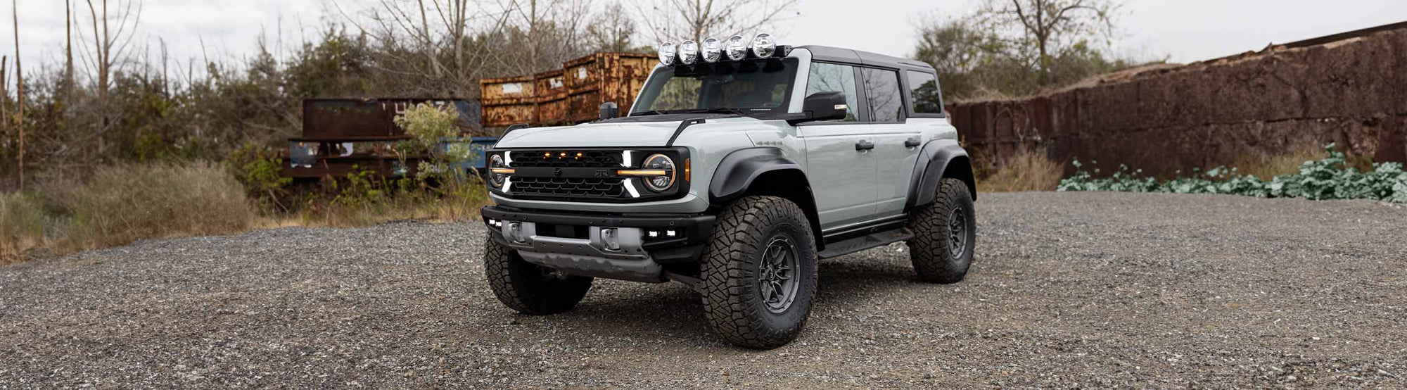 Bronco Raptor with RTR parts on Offroad trail