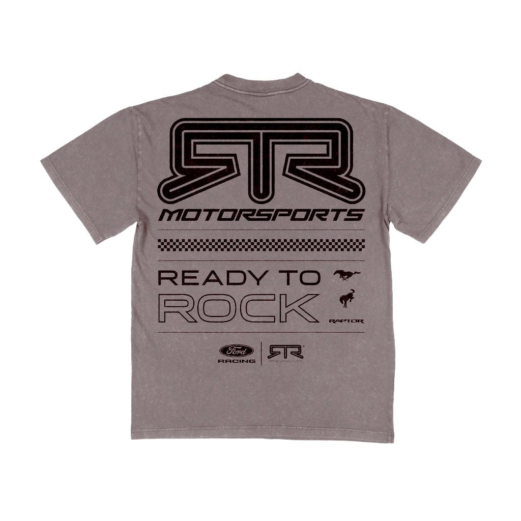 Back view of the Vintage Grey 2026 RTR Motorsport Collection Vintage short sleeve T-Shirt.