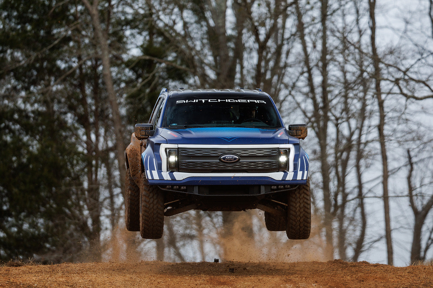 Ford F150 Lightning Switchgear jumping on an offroad course