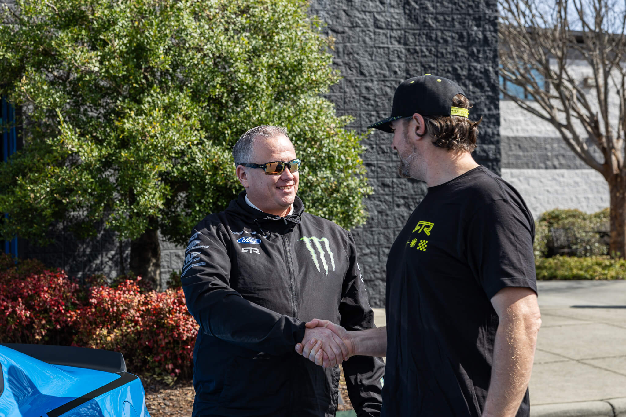RTR owner meets Vaughn in front of the RTR Lab with their 2024 Mustang RTR