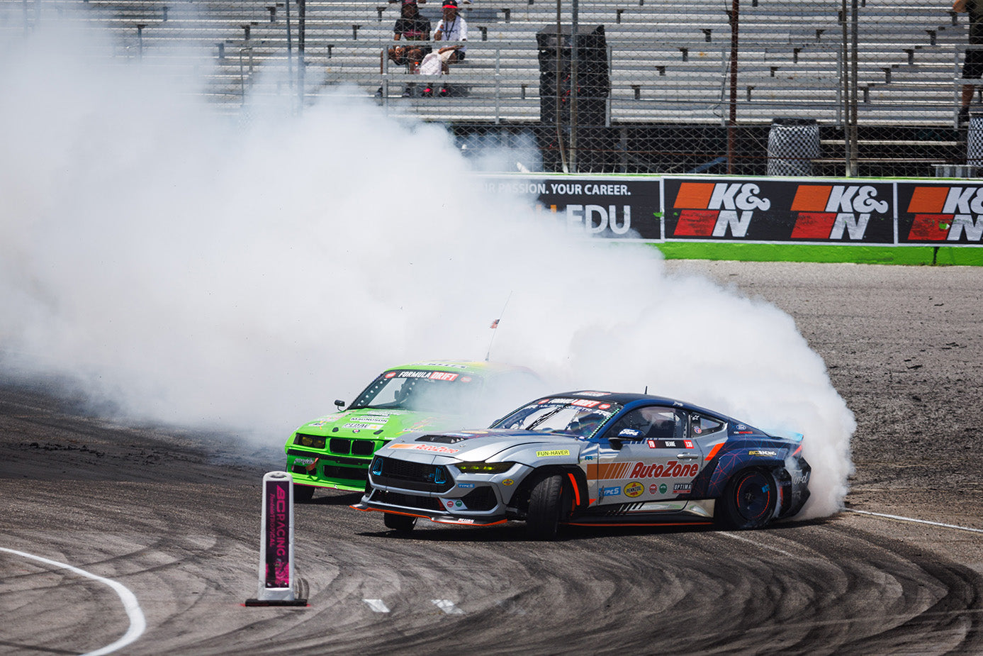 James Deane in a drift battle at Formula Drift Orlando