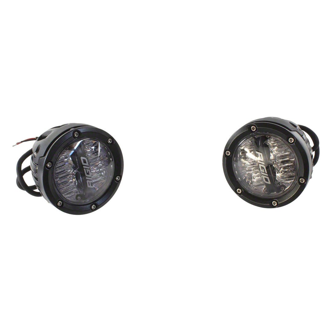 Ford Performance by RIGID® Mirror-Mounted Off-Road Light Kit for 21+ Bronco, featuring black housing and clear lens, ideal for nighttime off-road driving.