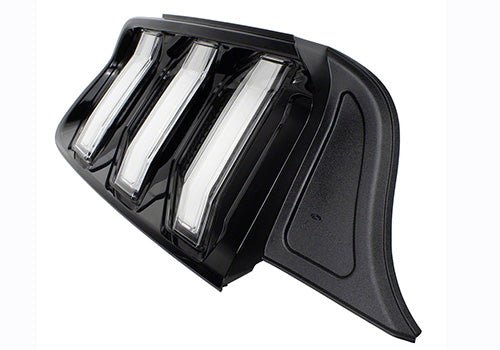 Ford Performance Clear LED Taillamp Kit for 2018–2023 Mustang, showcasing clear lenses and sequential turn signals, designed for easy plug-and-play installation.