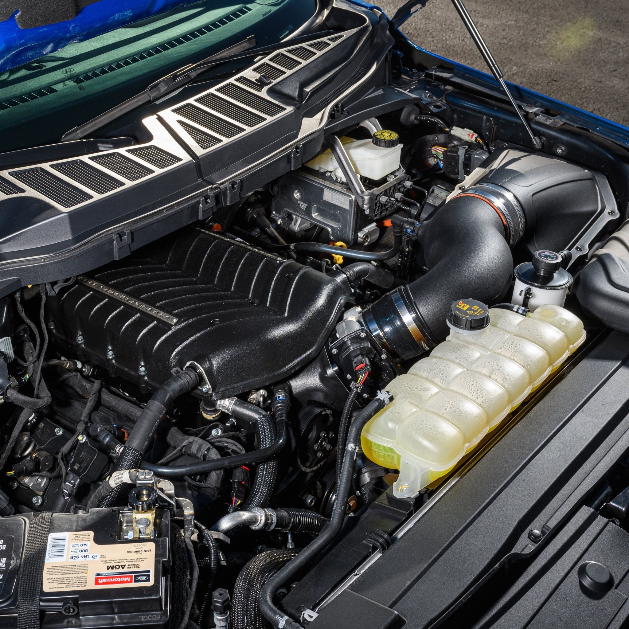 F-150 Engine bay with Ford Performance Supercharger installed