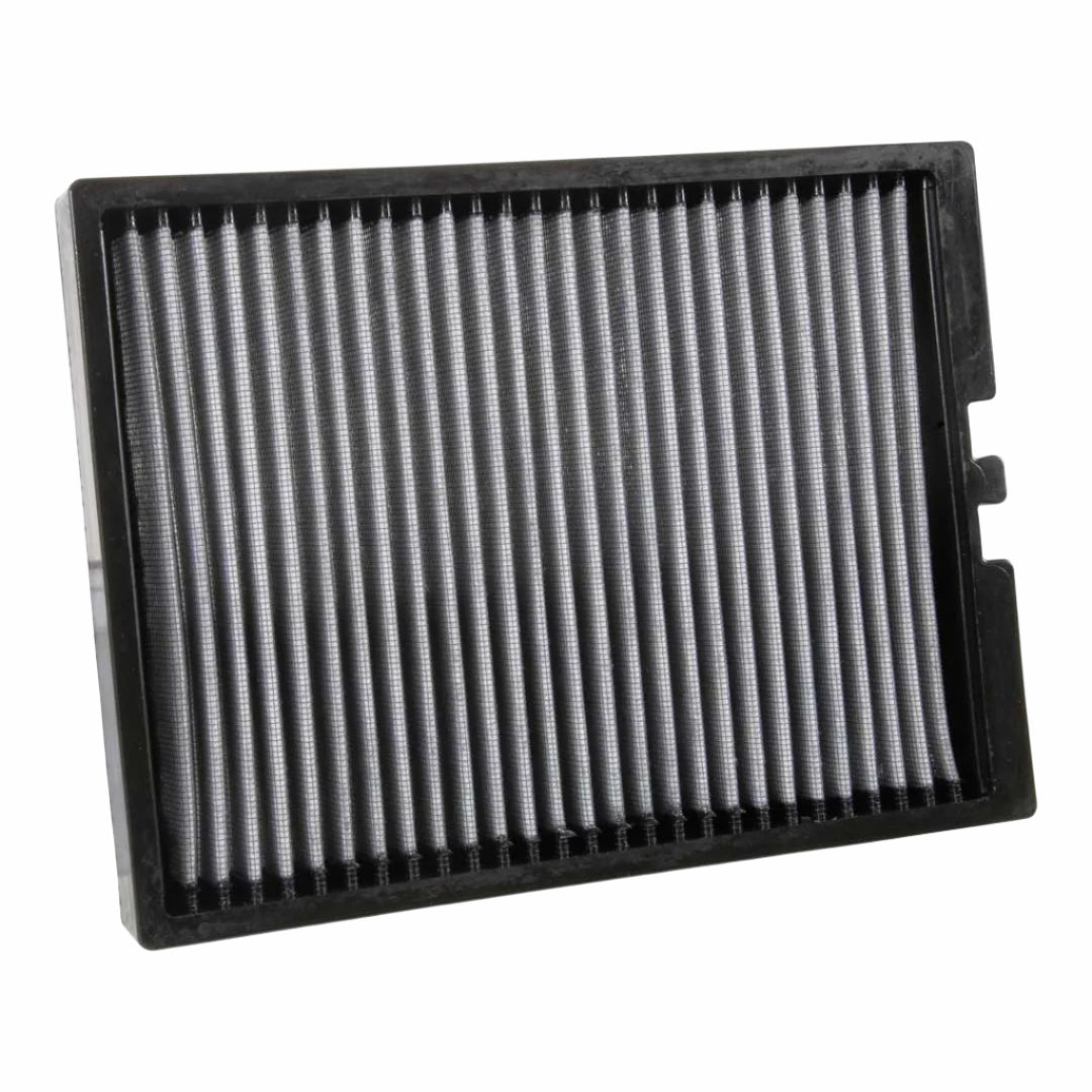 Close-up of K&N Washable Cabin Air Filter for 2015-2025 Ford Mustang, highlighting its detailed filtration design for improved air quality and efficiency.