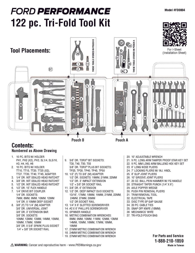 Motley Industries 122pc Ford Performance Tool Kit