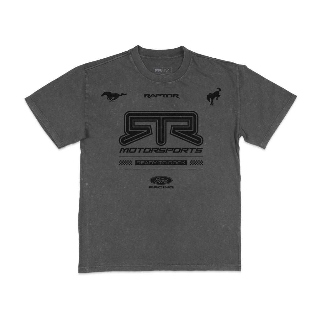 Front view of the Vintage Grey 2026 RTR Motorsport Collection Vintage T-Shirt