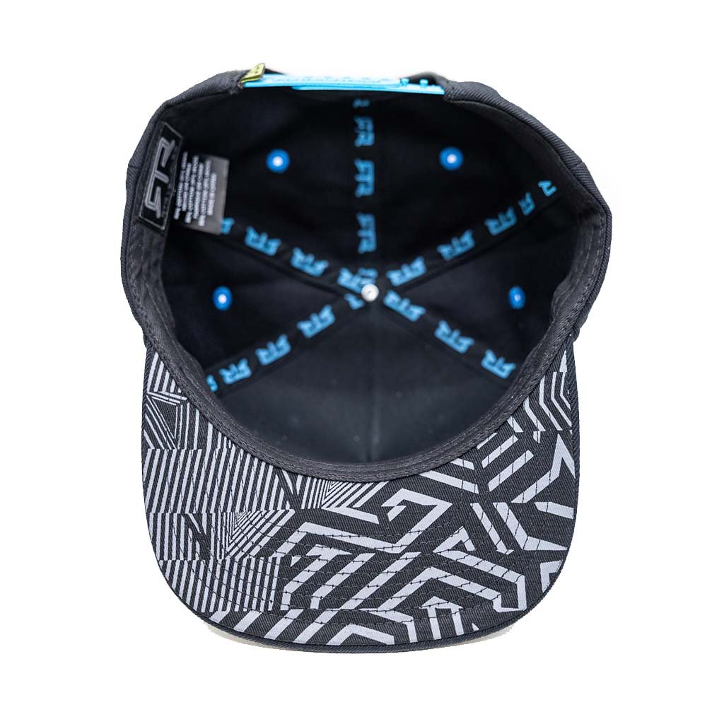 RTR Drift Team Snapback featuring an embroidered RTR logo, structured crown, flat brim, and custom-printed underbrim, embodying motorsports style and fan spirit.