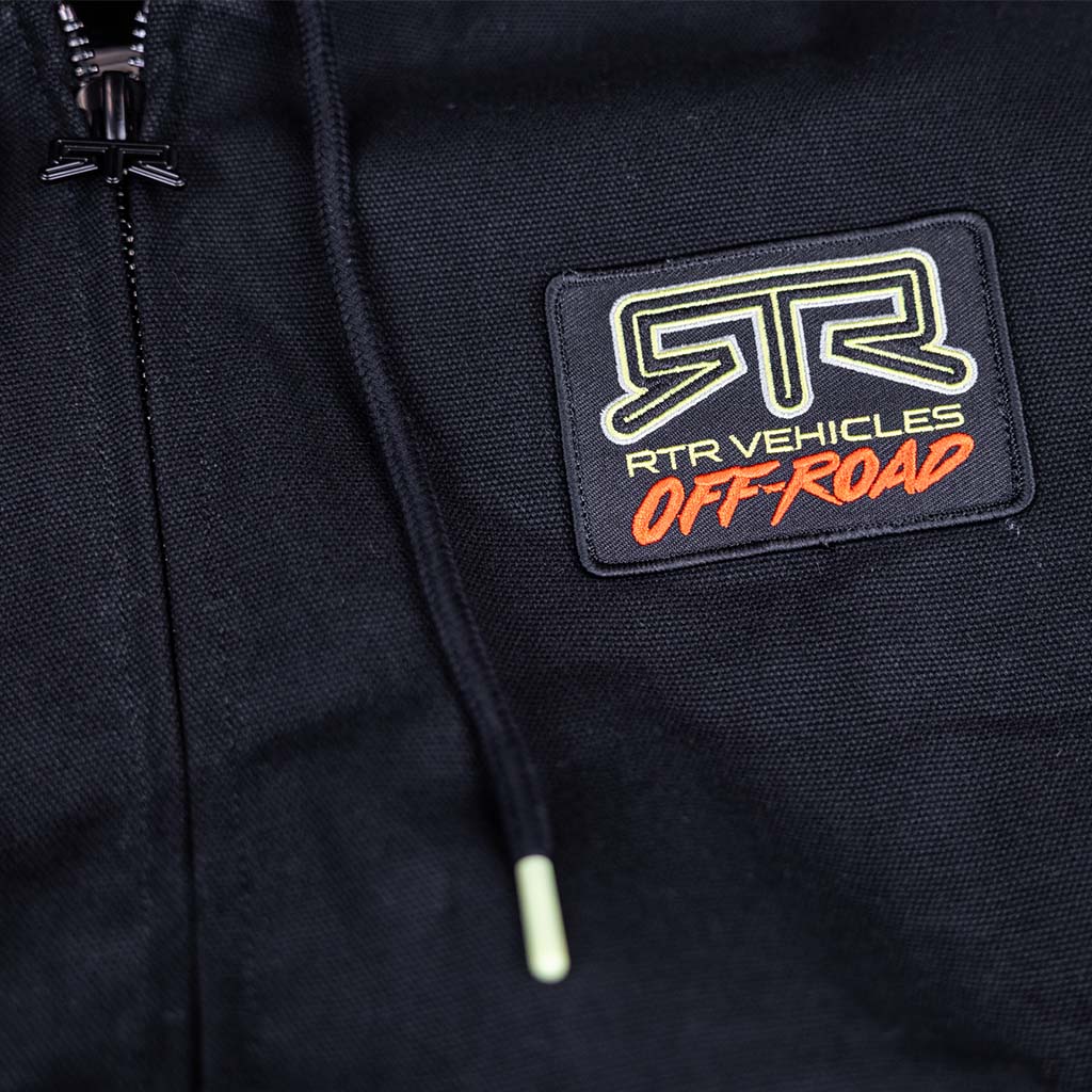 Outside RTR patch detail view of the RTR Vehicle Off-Road jacket.