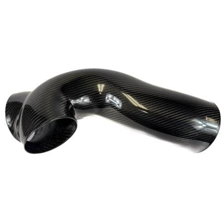 Carbon fiber exhaust pipe on a white background