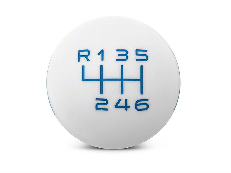 RTR White Shift Knob - Blue Engraving (15-21 Mustang - GT, EcoBoost, V6) - RTR Vehicles