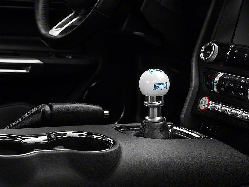 RTR White Shift Knob - Blue Engraving (15-21 Mustang - GT, EcoBoost, V6) - RTR Vehicles