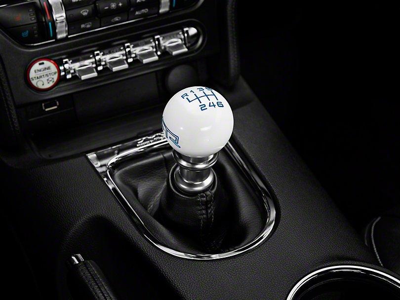 RTR White Shift Knob - Blue Engraving (15-21 Mustang - GT, EcoBoost, V6) - RTR Vehicles